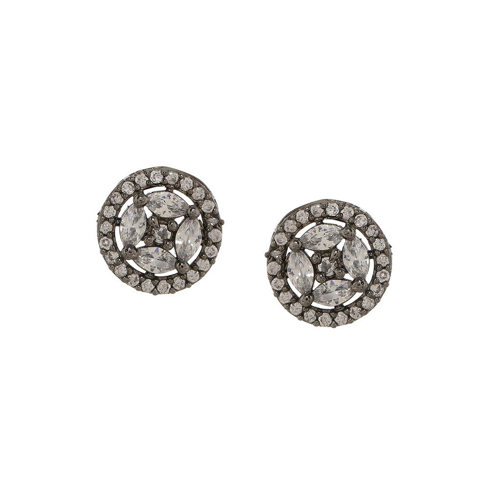 Ritu Singh Rhodium Plated American Diamond Circular Studs
