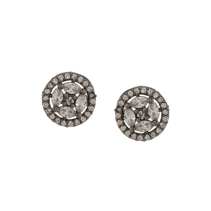 Ritu Singh Rhodium Plated American Diamond Circular Studs