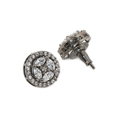 Ritu Singh Rhodium Plated American Diamond Circular Studs