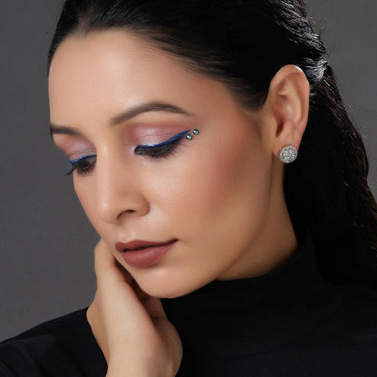 Ritu Singh Silver Plated American Diamond Circular Studs