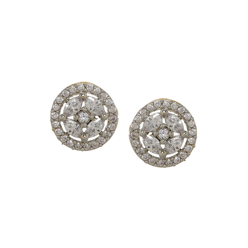 Ritu Singh Silver Plated American Diamond Circular Studs