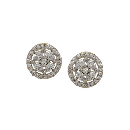 Ritu Singh Silver Plated American Diamond Circular Studs
