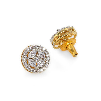 Ritu Singh Silver Plated American Diamond Circular Studs