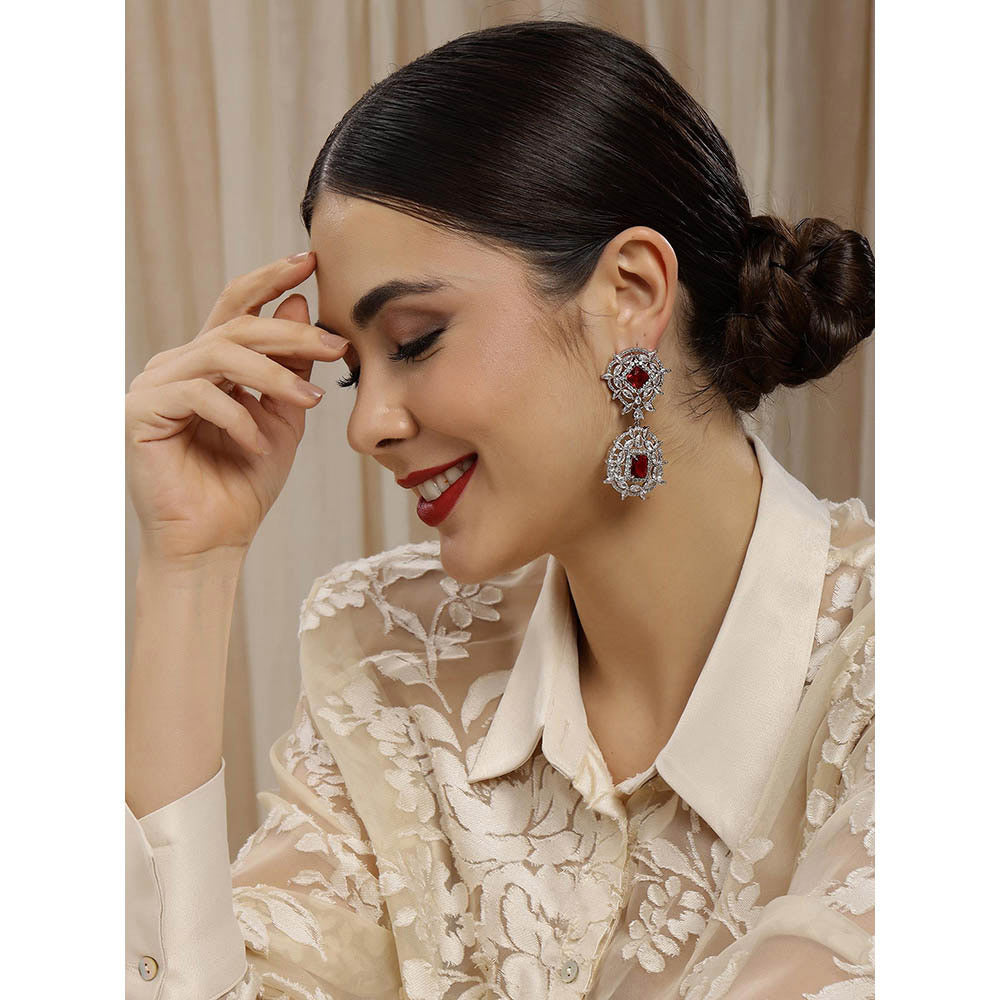 Ritu Singh Doublet Diamond and Ruby Drop Earrings
