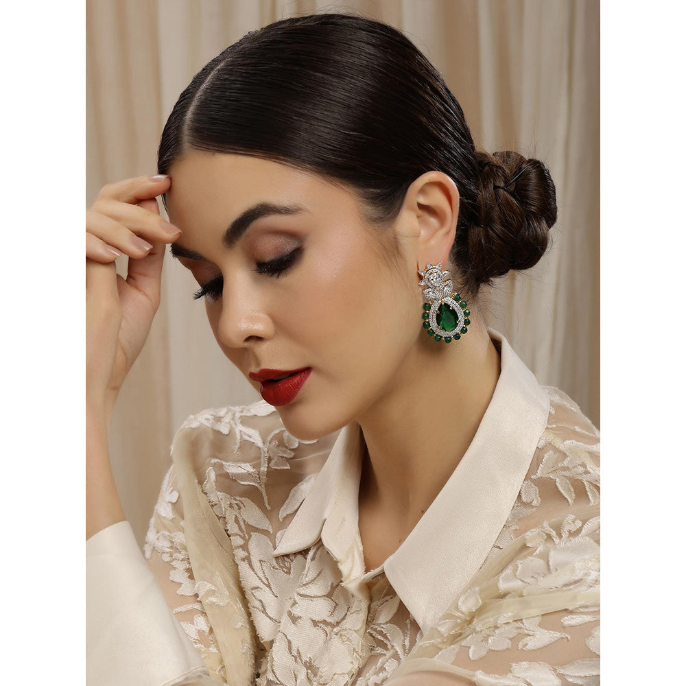 Ritu Singh Emerald and Diamond Drop Earrings