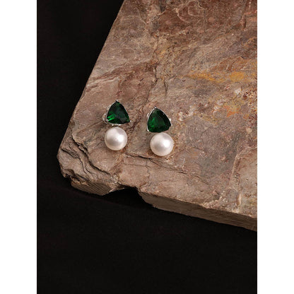 Ritu Singh Green Studs Drop Earrings