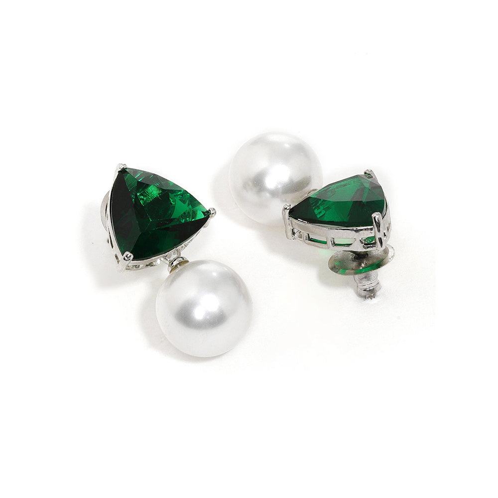 Ritu Singh Green Studs Drop Earrings