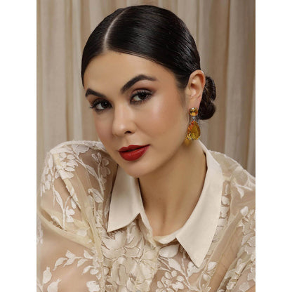 Ritu Singh Yellow Doublet Drop Earrings