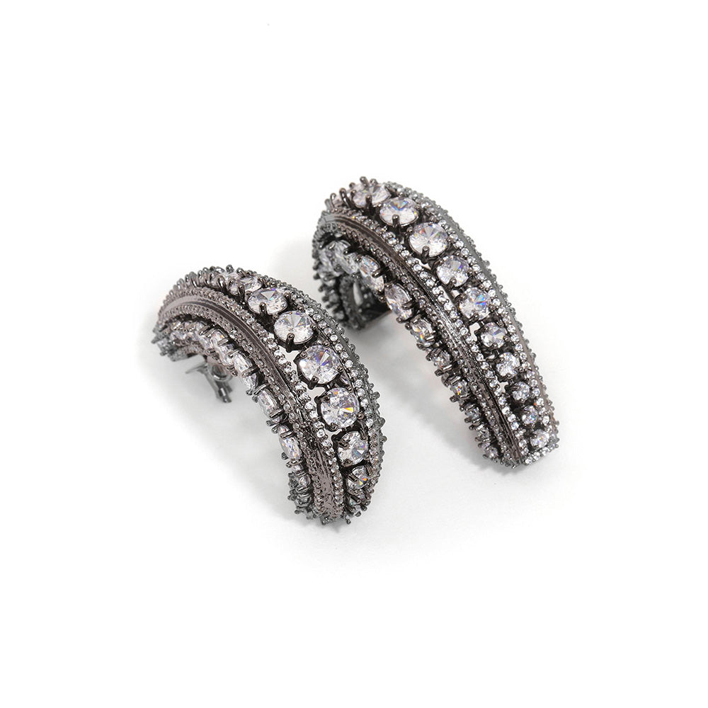 Ritu Singh Crystal Half Loops Drop Earrings