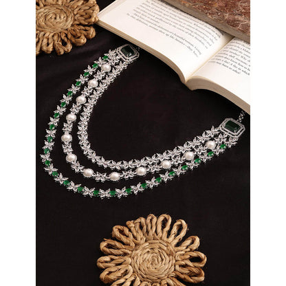 Ritu Singh Diamond and Emerald Layered Long Necklace