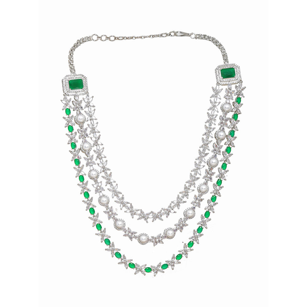Ritu Singh Diamond and Emerald Layered Long Necklace