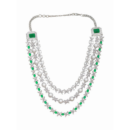 Ritu Singh Diamond and Emerald Layered Long Necklace