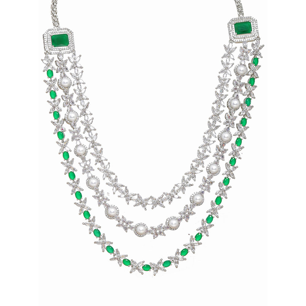Ritu Singh Diamond and Emerald Layered Long Necklace