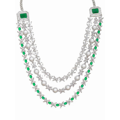Ritu Singh Diamond and Emerald Layered Long Necklace