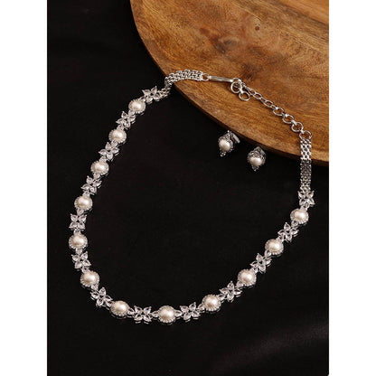 Ritu Singh Pearl and Diamond Necklace with Studs Set