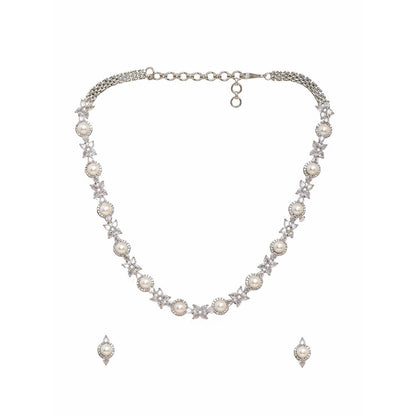 Ritu Singh Pearl and Diamond Necklace with Studs Set