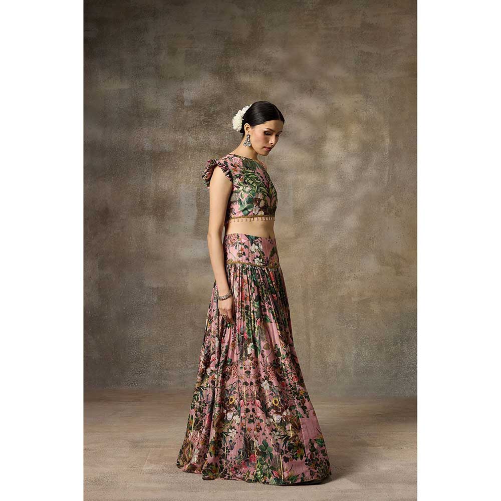 Rivaar by Rocky Star Pink Printed Lehenga with Blouse (Set of 2)
