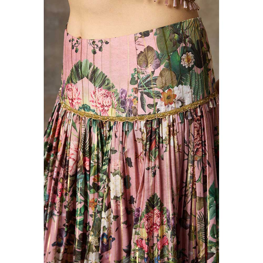 Rivaar by Rocky Star Pink Printed Lehenga with Blouse (Set of 2)