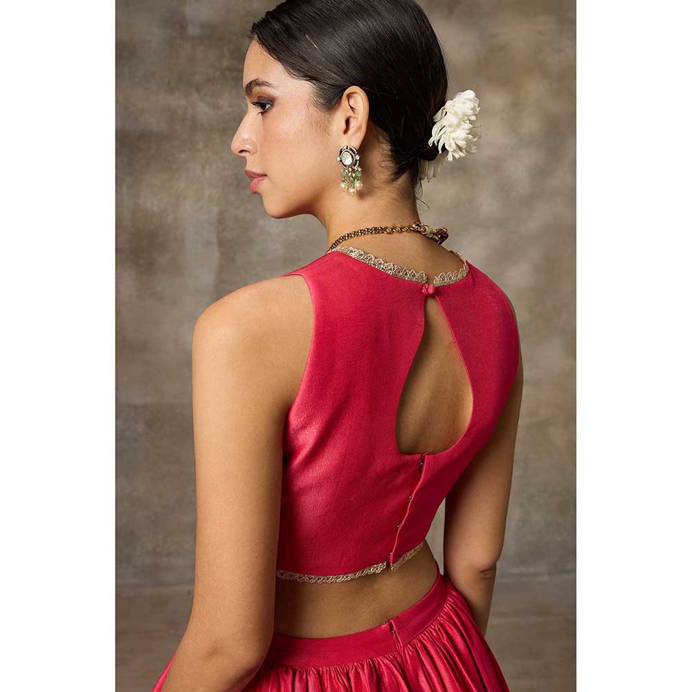 Rivaar by Rocky Star Solid Pink Crop Top with Lehenga (Set of 2)