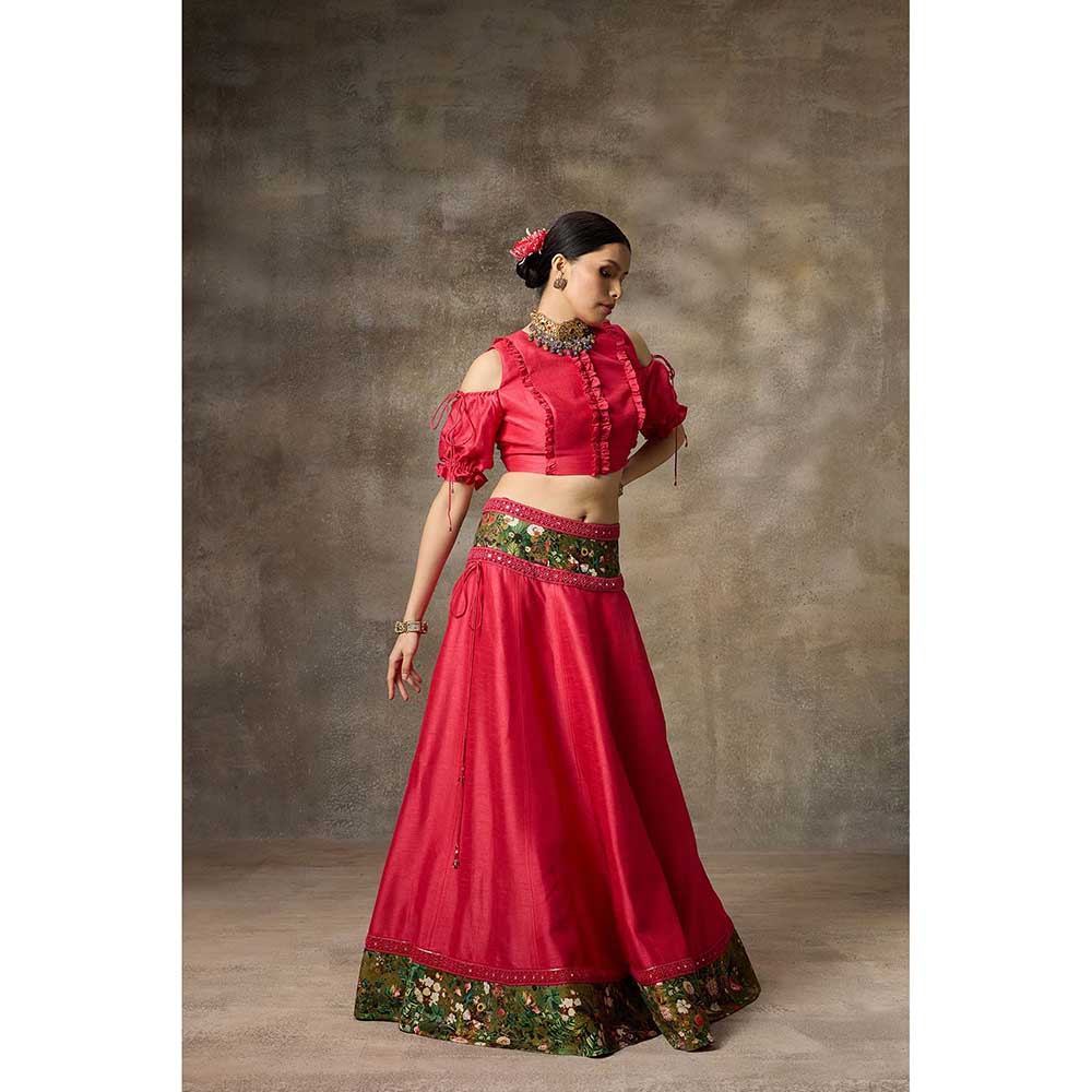 Rivaar by Rocky Star Pink Blouse with Lehenga (Set of 2)
