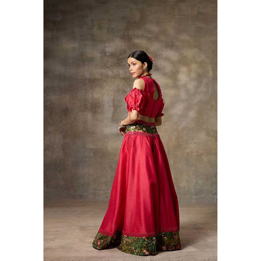 Rivaar by Rocky Star Pink Blouse with Lehenga (Set of 2)