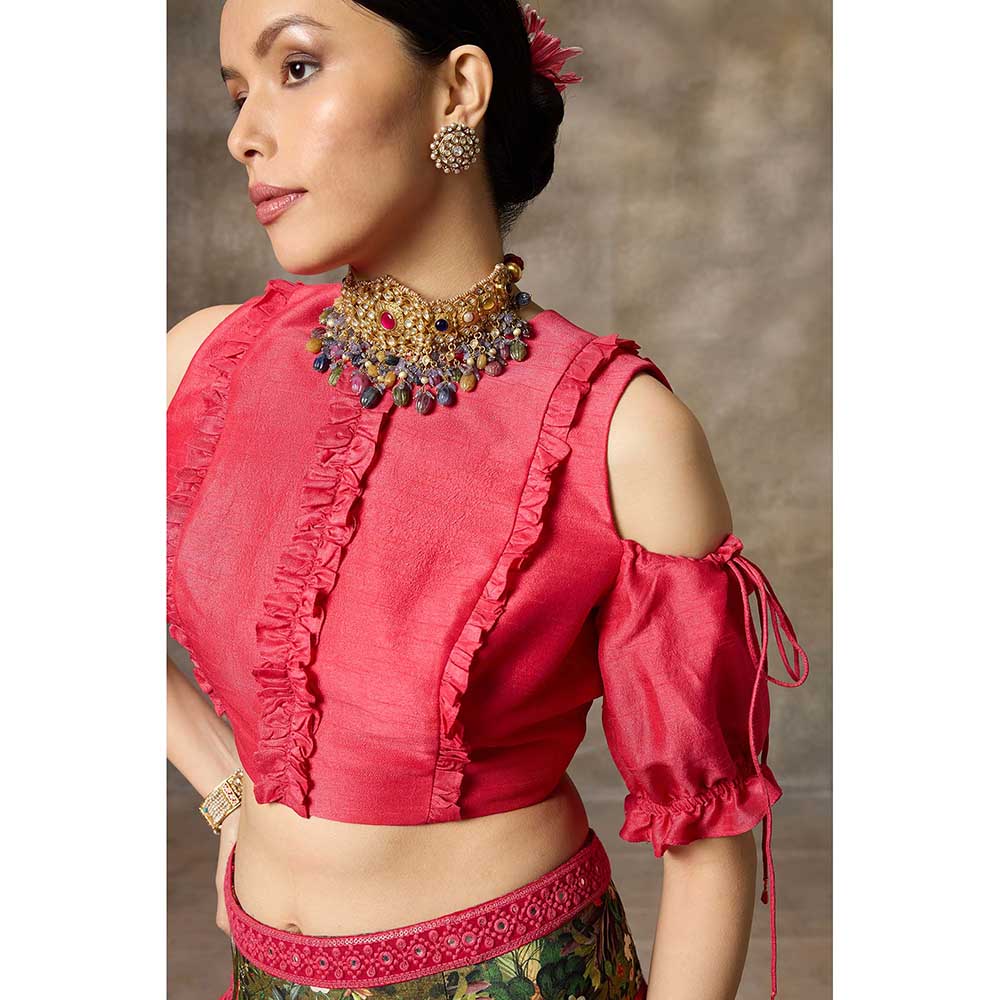 Rivaar by Rocky Star Pink Blouse with Lehenga (Set of 2)