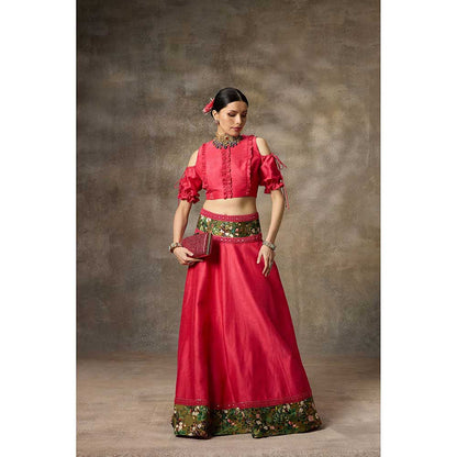 Rivaar by Rocky Star Pink Blouse with Lehenga (Set of 2)