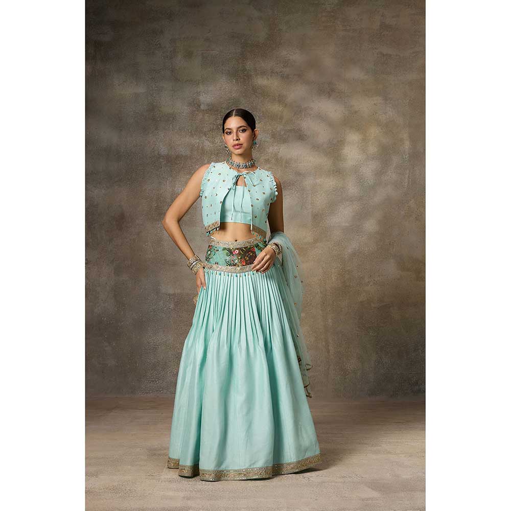 Rivaar by Rocky Star Blue Jacket with Blouse and Lehenga (Set of 3)