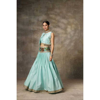 Rivaar by Rocky Star Blue Jacket with Blouse and Lehenga (Set of 3)