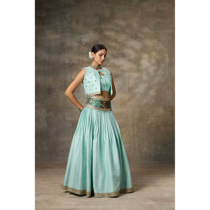 Rivaar by Rocky Star Blue Jacket with Blouse and Lehenga (Set of 3)