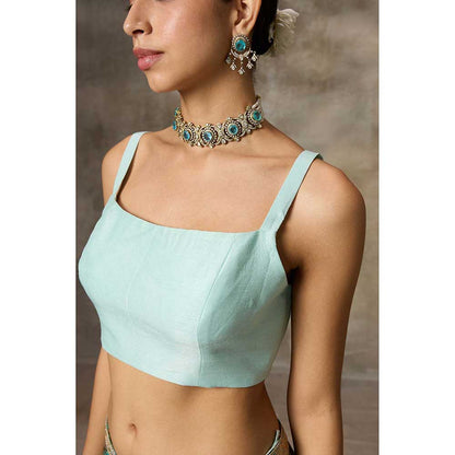 Rivaar by Rocky Star Blue Jacket with Blouse and Lehenga (Set of 3)