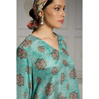 Rivaar by Rocky Star Blue Butti Printed Co-Ord (Set of 2)