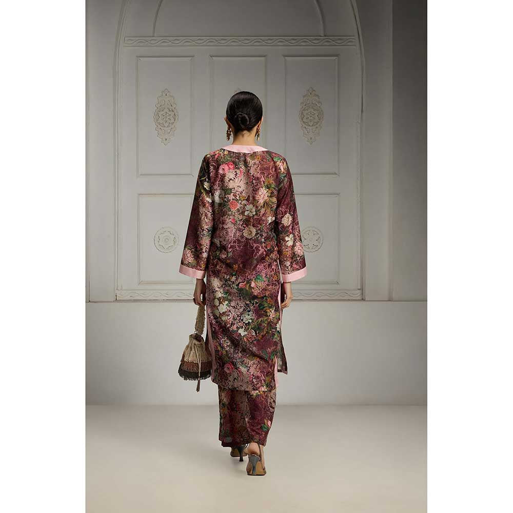 Rivaar by Rocky Star Maroon Floral Printed Co-Ord (Set of 2)
