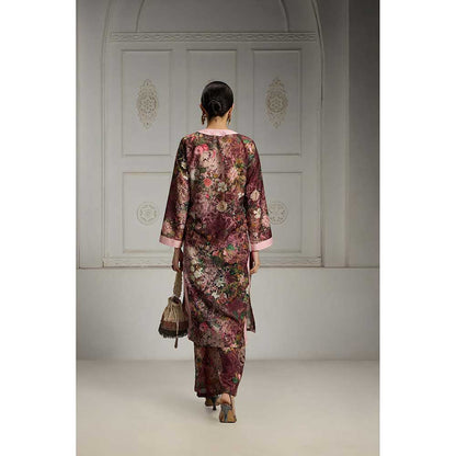 Rivaar by Rocky Star Maroon Floral Printed Co-Ord (Set of 2)