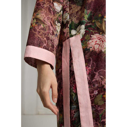 Rivaar by Rocky Star Maroon Floral Printed Co-Ord (Set of 2)