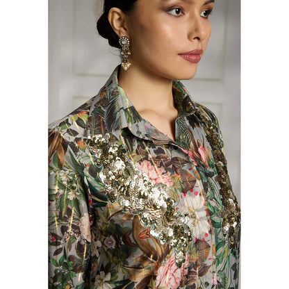 Rivaar by Rocky Star Blue Shirt Styled Kurta with Palazzo (Set of 2)