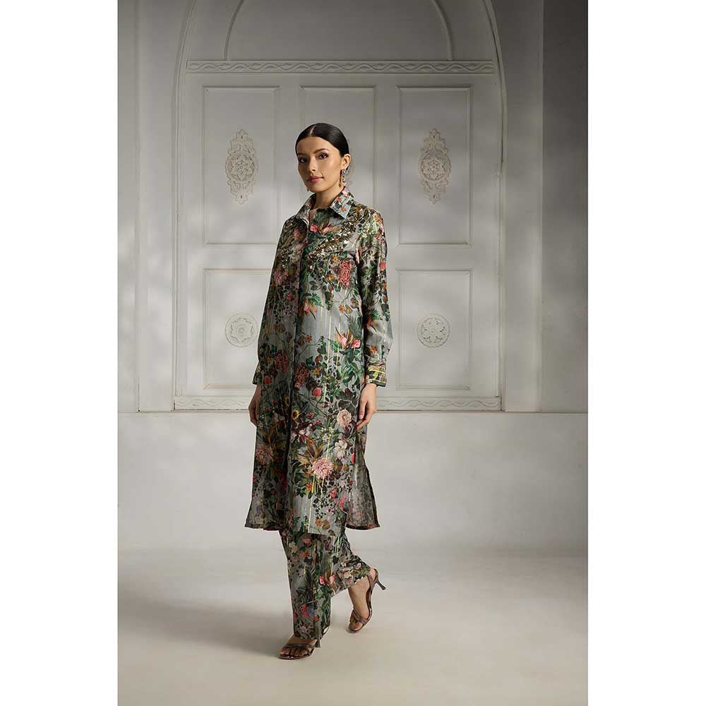 Rivaar by Rocky Star Blue Shirt Styled Kurta with Palazzo (Set of 2)