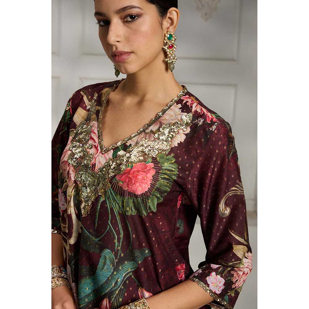 Rivaar by Rocky Star Maroon Floral Printed Tunic