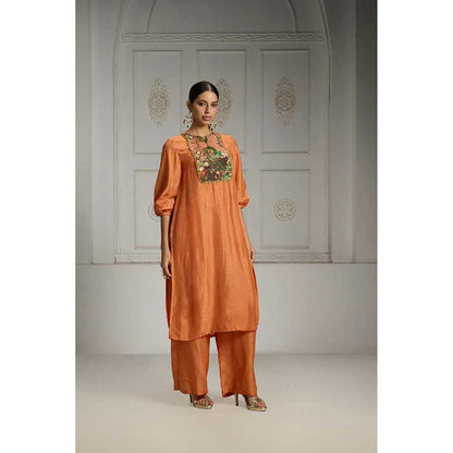 Rivaar by Rocky Star Orange Yoke Embellished Kurta
