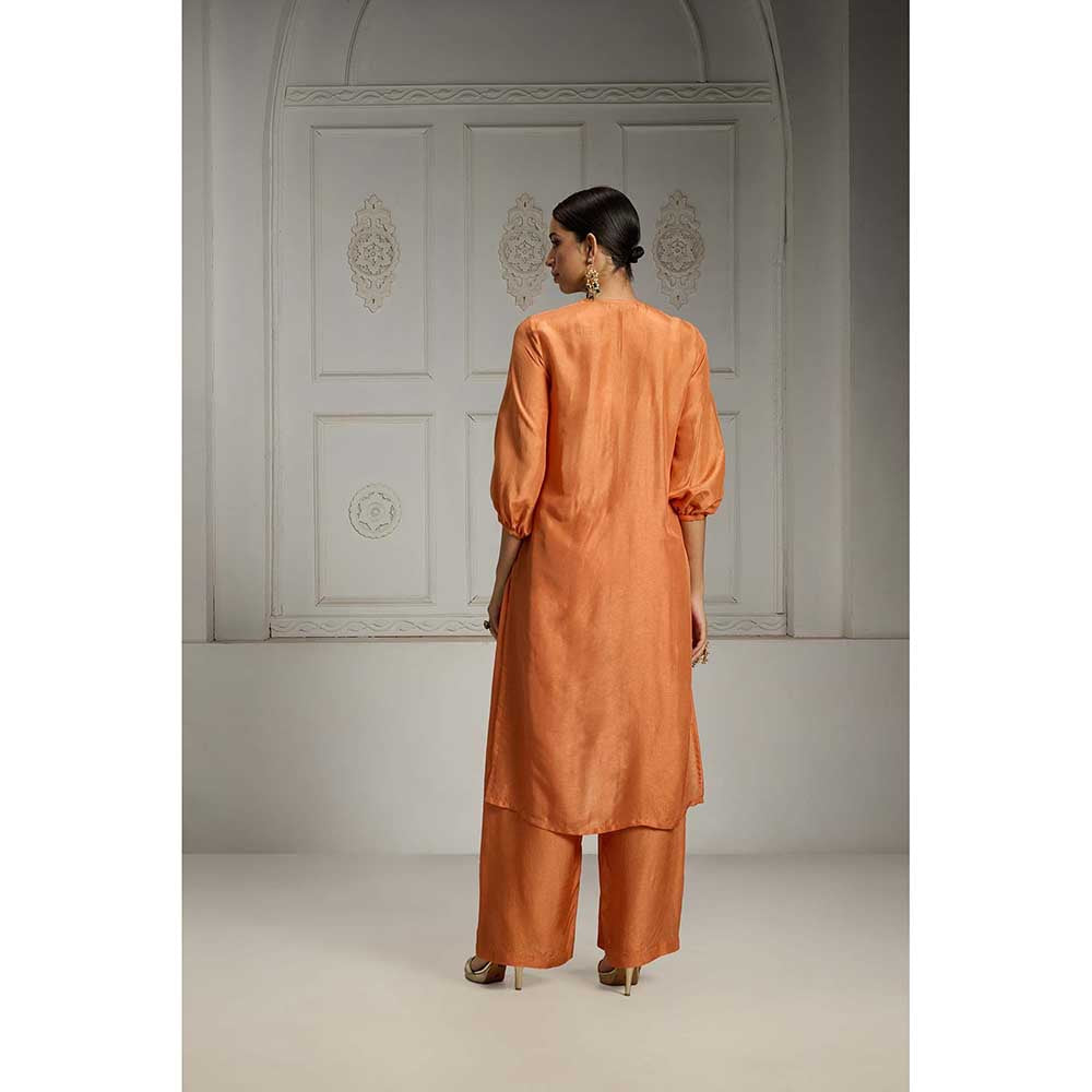 Rivaar by Rocky Star Orange Yoke Embellished Kurta