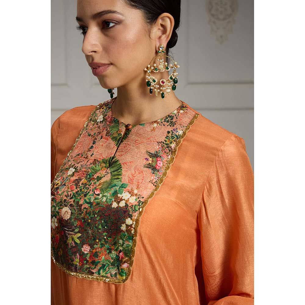 Rivaar by Rocky Star Orange Yoke Embellished Kurta