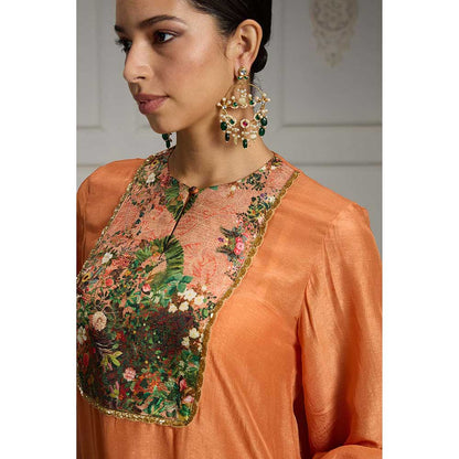 Rivaar by Rocky Star Orange Yoke Embellished Kurta
