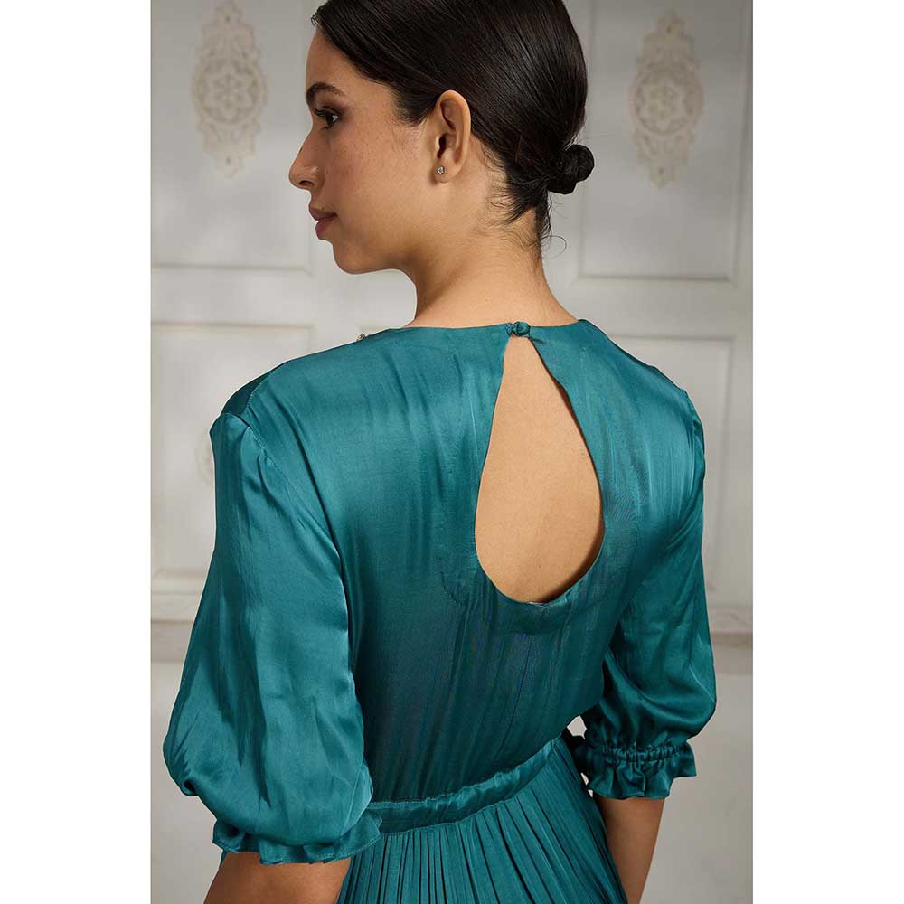 Rivaar by Rocky Star Teal V-Neck Gown