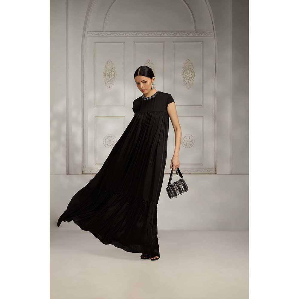 Rivaar by Rocky Star Black Embroidered Maxi Dress