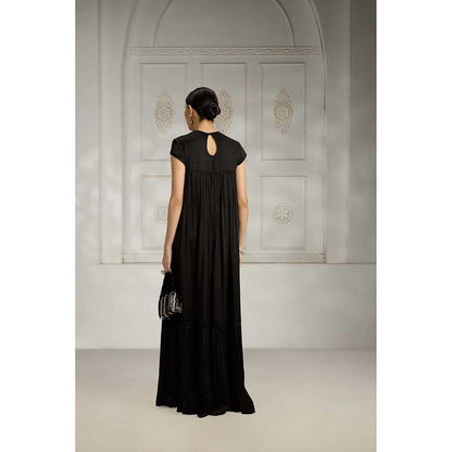 Rivaar by Rocky Star Black Embroidered Maxi Dress