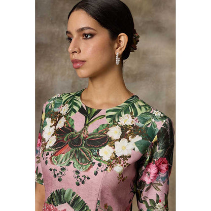 Rivaar by Rocky Star Pink Botanical Printed Maxi Dress