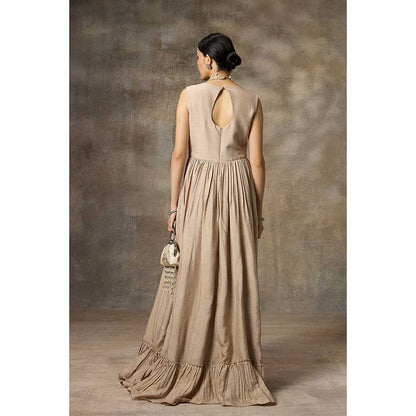 Rivaar by Rocky Star Beige Solid Maxi Dress