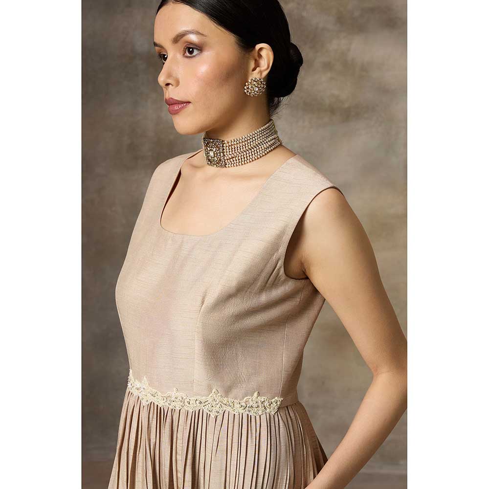 Rivaar by Rocky Star Beige Solid Maxi Dress