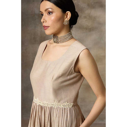 Rivaar by Rocky Star Beige Solid Maxi Dress