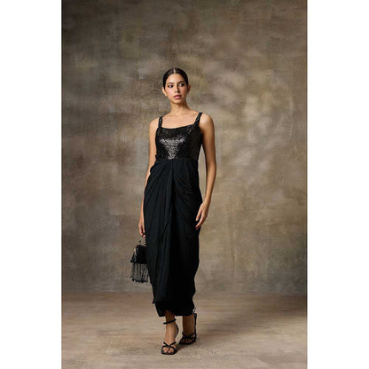 Rivaar by Rocky Star Black Draped Maxi Dress